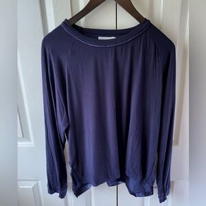 mer|sea Navy Mixed Media Long Sleeve‎ Crew Neck Long Sleeve Top SZ XL